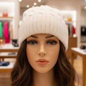 2/$30 Ladies White Knit Beanie Hat